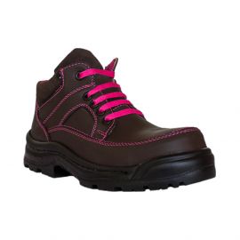 Zapatos industriales para mujer color café casco de poliamida suela doble densidad de pu.
